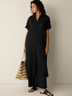 Organic Cotton Lofty Gauze Classic Collar Shirtdress