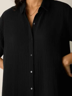 Organic Cotton Lofty Gauze Classic Collar Shirtdress