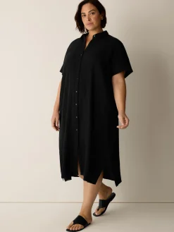 Organic Cotton Lofty Gauze Classic Collar Shirtdress