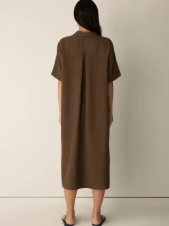 Organic Cotton Lofty Gauze Classic Collar Shirtdress