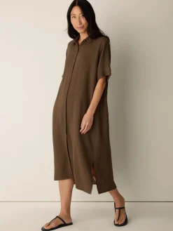 Organic Cotton Lofty Gauze Classic Collar Shirtdress