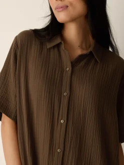 Organic Cotton Lofty Gauze Classic Collar Shirtdress