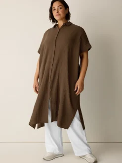 Organic Cotton Lofty Gauze Classic Collar Shirtdress