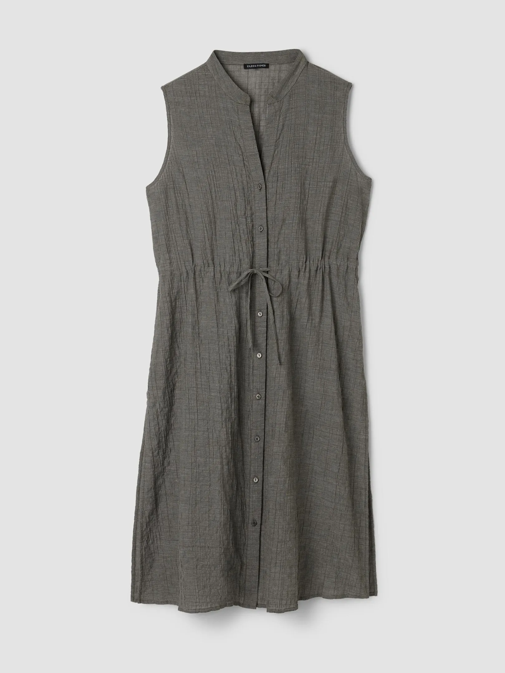 Organic Cotton Microstripe Pucker Band Collar Shirt