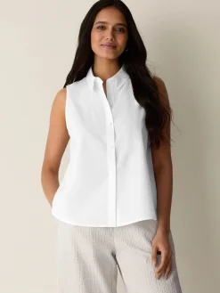Organic Cotton Poplin Classic Collar Sleeveless Shirt