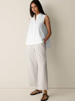 Organic Cotton Poplin Classic Collar Sleeveless Shirt
