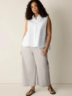 Organic Cotton Poplin Classic Collar Sleeveless Shirt