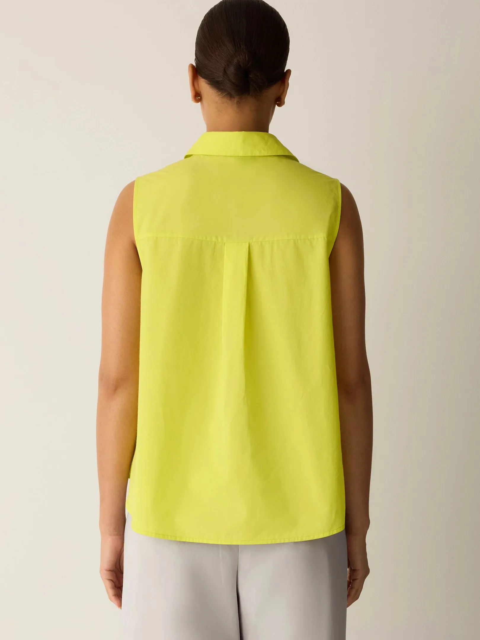 Organic Cotton Poplin Classic Collar Sleeveless Shirt