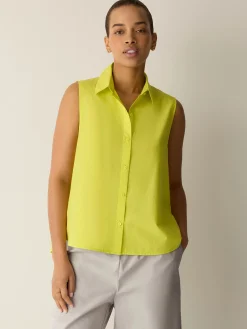 Organic Cotton Poplin Classic Collar Sleeveless Shirt