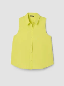 Organic Cotton Poplin Classic Collar Sleeveless Shirt