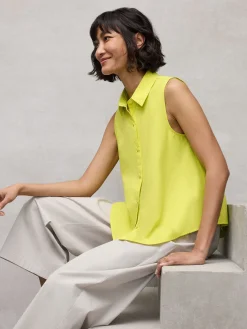 Organic Cotton Poplin Classic Collar Sleeveless Shirt