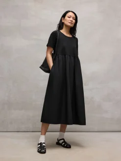 Organic Cotton Poplin Round Neck Dress