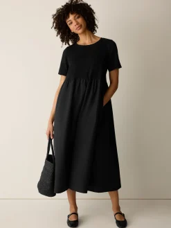 Organic Cotton Poplin Round Neck Dress