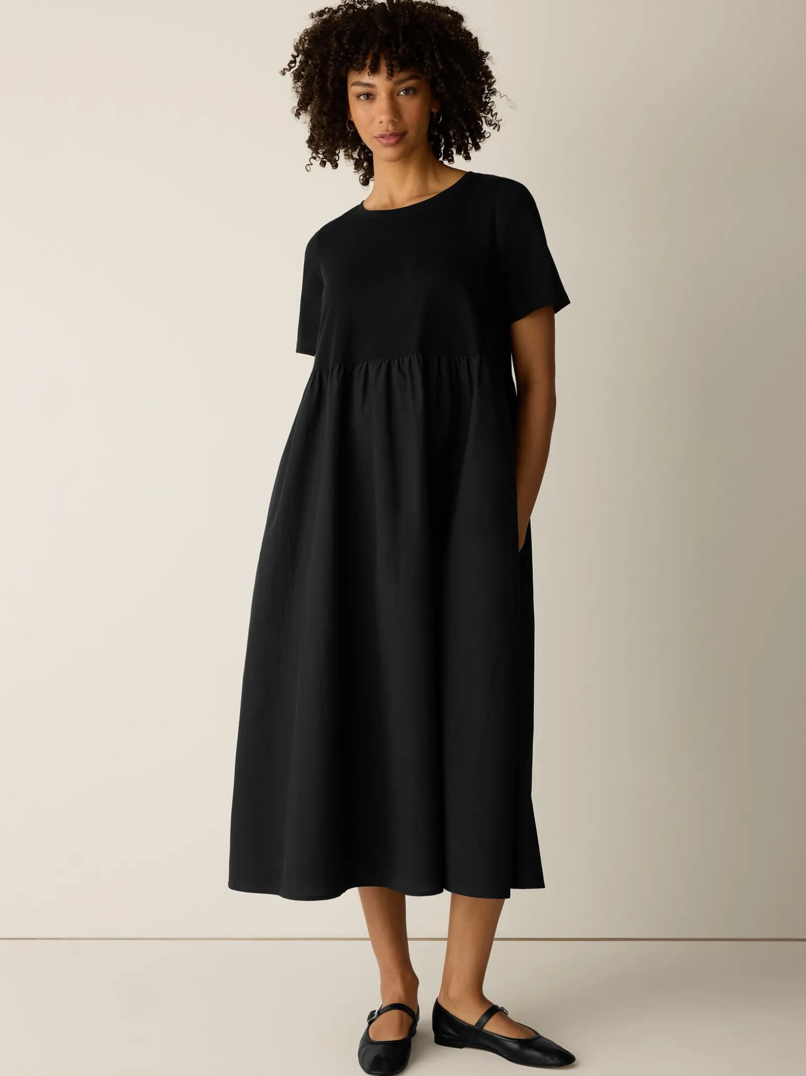 Organic Cotton Poplin Round Neck Dress