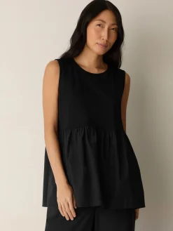 Organic Cotton Poplin Round Neck Long Top
