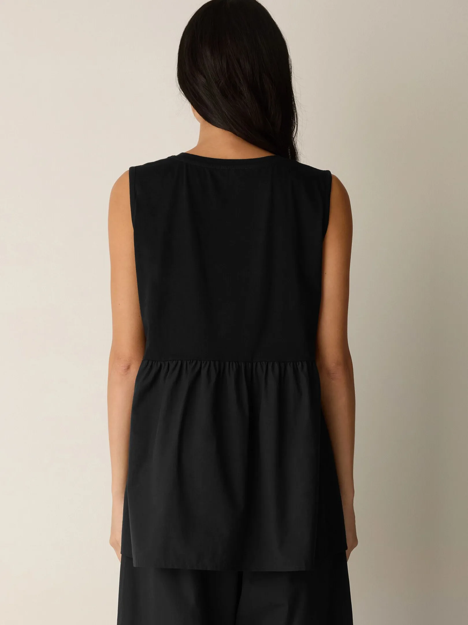 Organic Cotton Poplin Round Neck Long Top