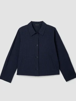 Organic Cotton Pucker Check Classic Collar Jacket