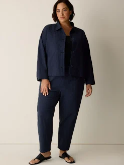 Organic Cotton Pucker Check Classic Collar Jacket