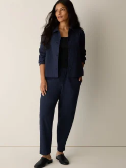 Organic Cotton Pucker Check Classic Collar Jacket