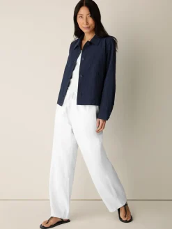 Organic Cotton Pucker Check Classic Collar Jacket