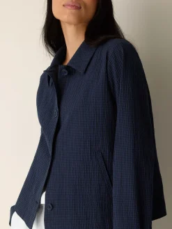 Organic Cotton Pucker Check Classic Collar Jacket