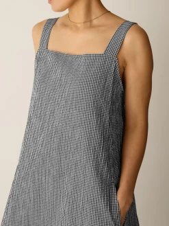 Organic Cotton Pucker Check Lantern Dress