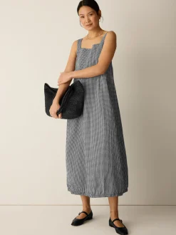 Organic Cotton Pucker Check Lantern Dress