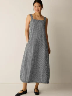 Organic Cotton Pucker Check Lantern Dress