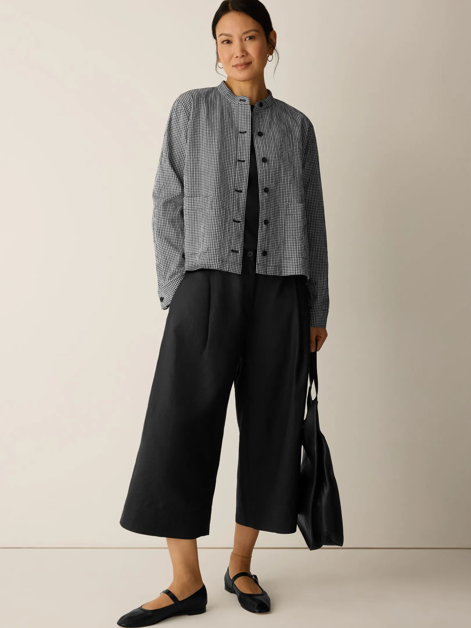 Organic Cotton Pucker Check Shirt Jacket