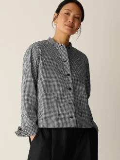 Organic Cotton Pucker Check Shirt Jacket