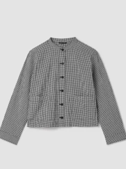 Organic Cotton Pucker Check Shirt Jacket
