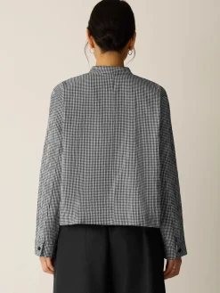 Organic Cotton Pucker Check Shirt Jacket