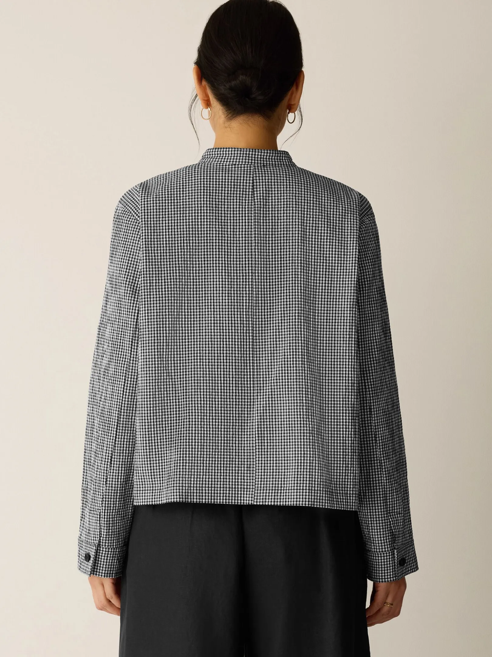 Organic Cotton Pucker Check Shirt Jacket