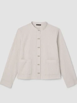 Organic Cotton Pucker Check Shirt Jacket