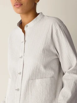 Organic Cotton Pucker Check Shirt Jacket