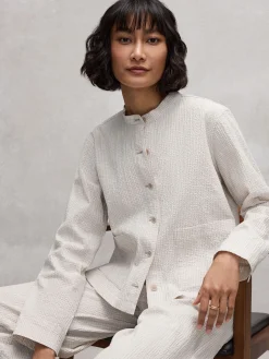 Organic Cotton Pucker Check Shirt Jacket