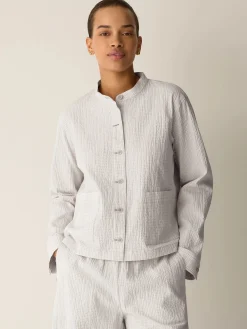 Organic Cotton Pucker Check Shirt Jacket
