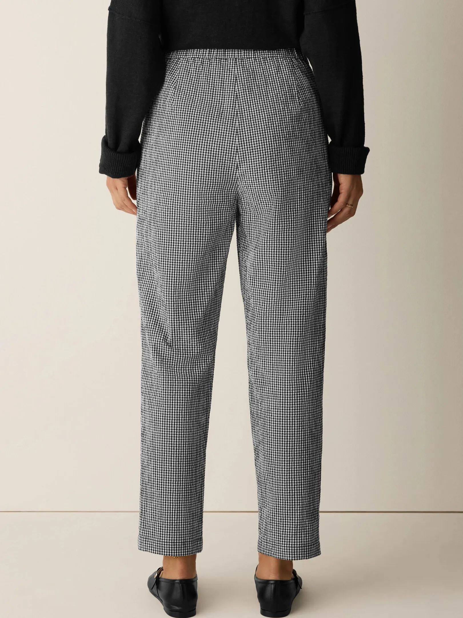 Organic Cotton Pucker Check Tapered Pant