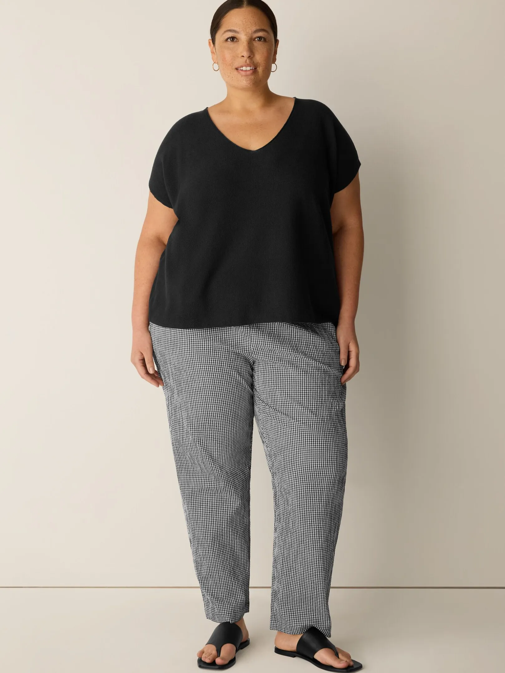 Organic Cotton Pucker Check Tapered Pant
