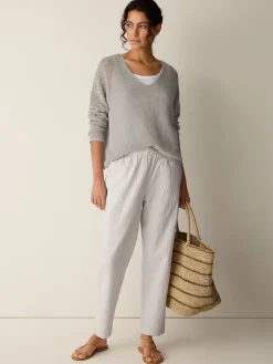 Organic Cotton Pucker Check Tapered Pant