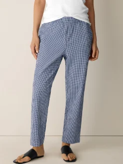 Organic Cotton Pucker Check Tapered Pant