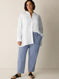 Organic Cotton Pucker Check Tapered Pant