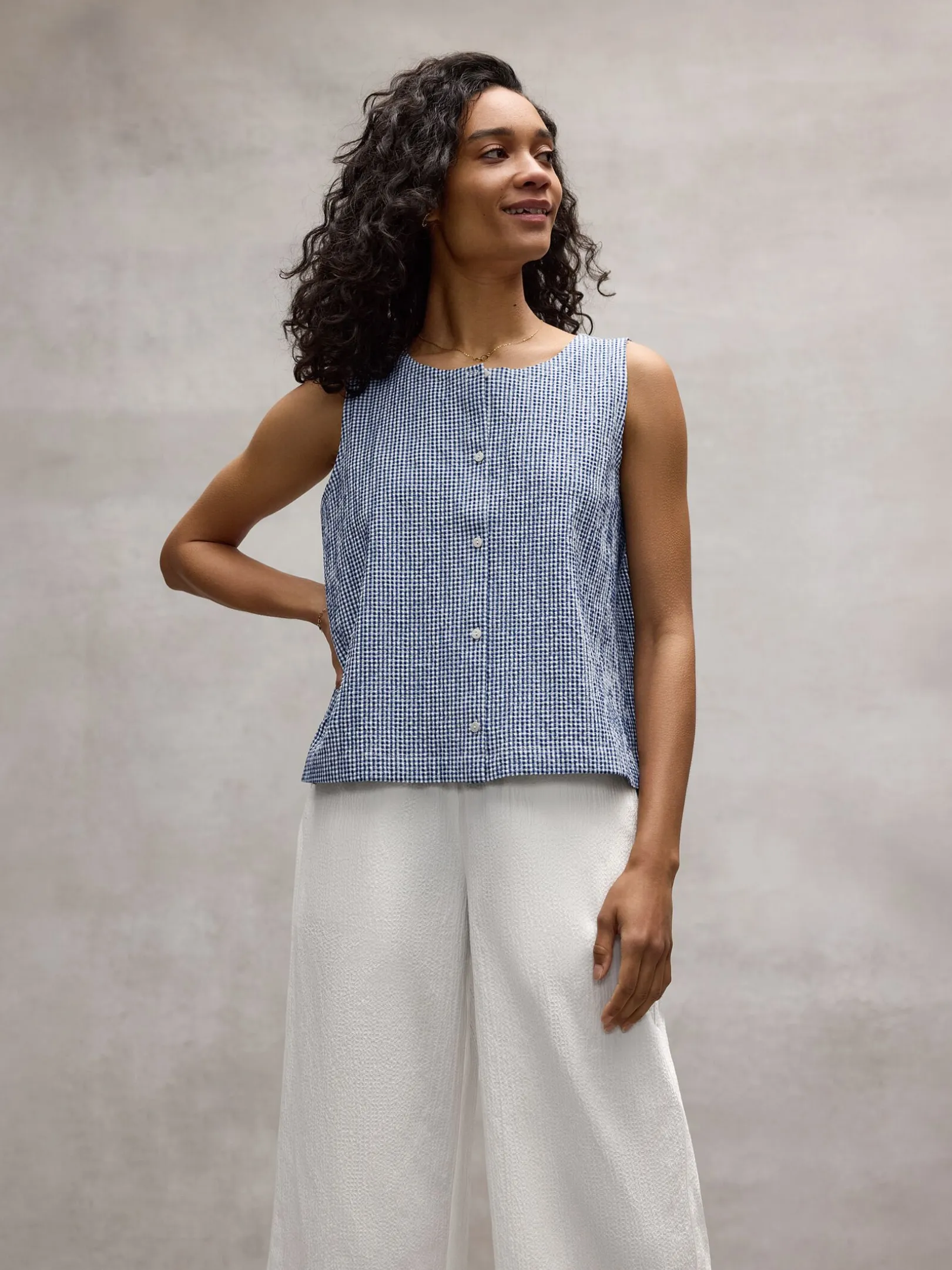 Organic Cotton Pucker Check Vest