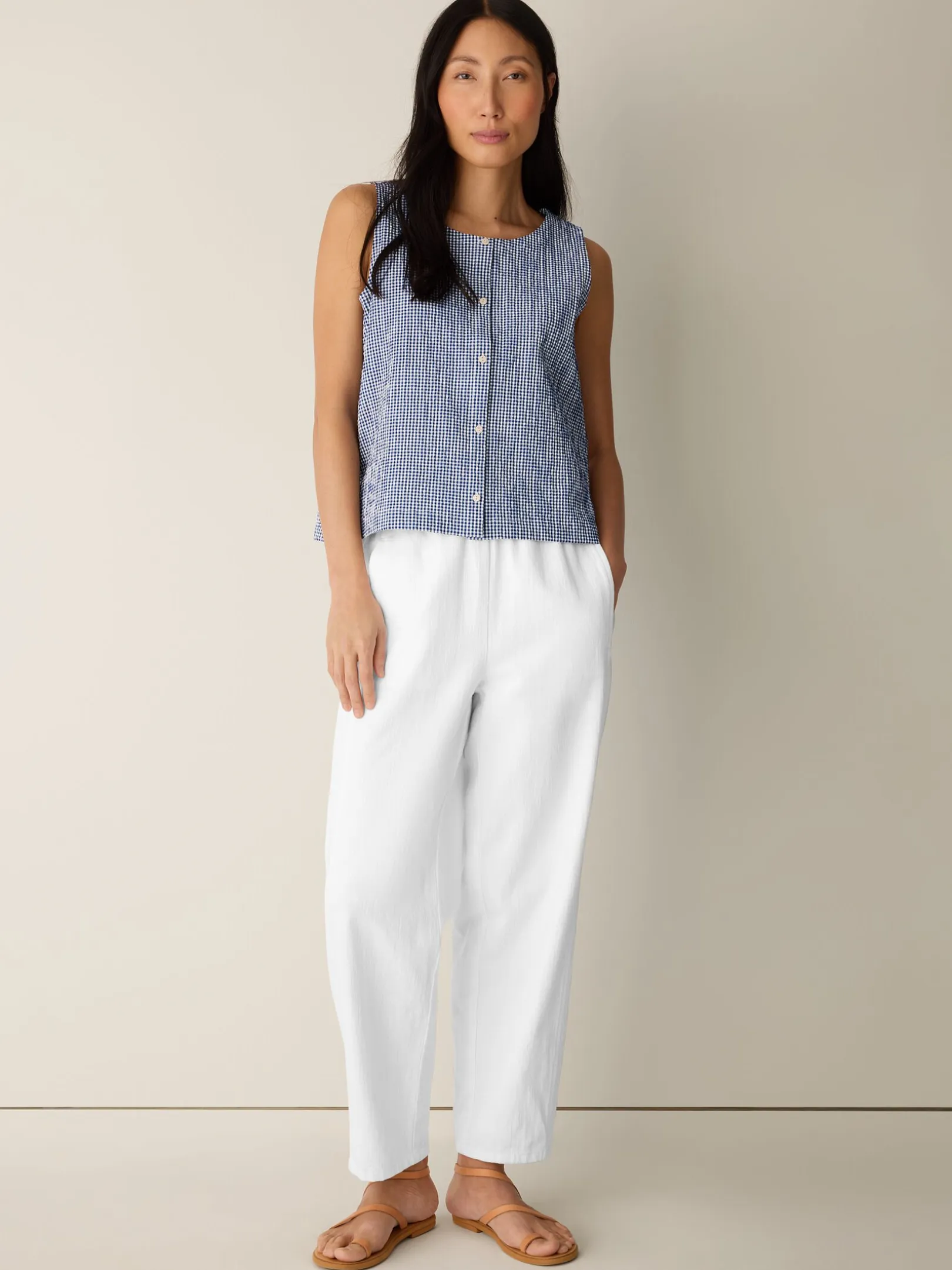 Organic Cotton Pucker Check Vest