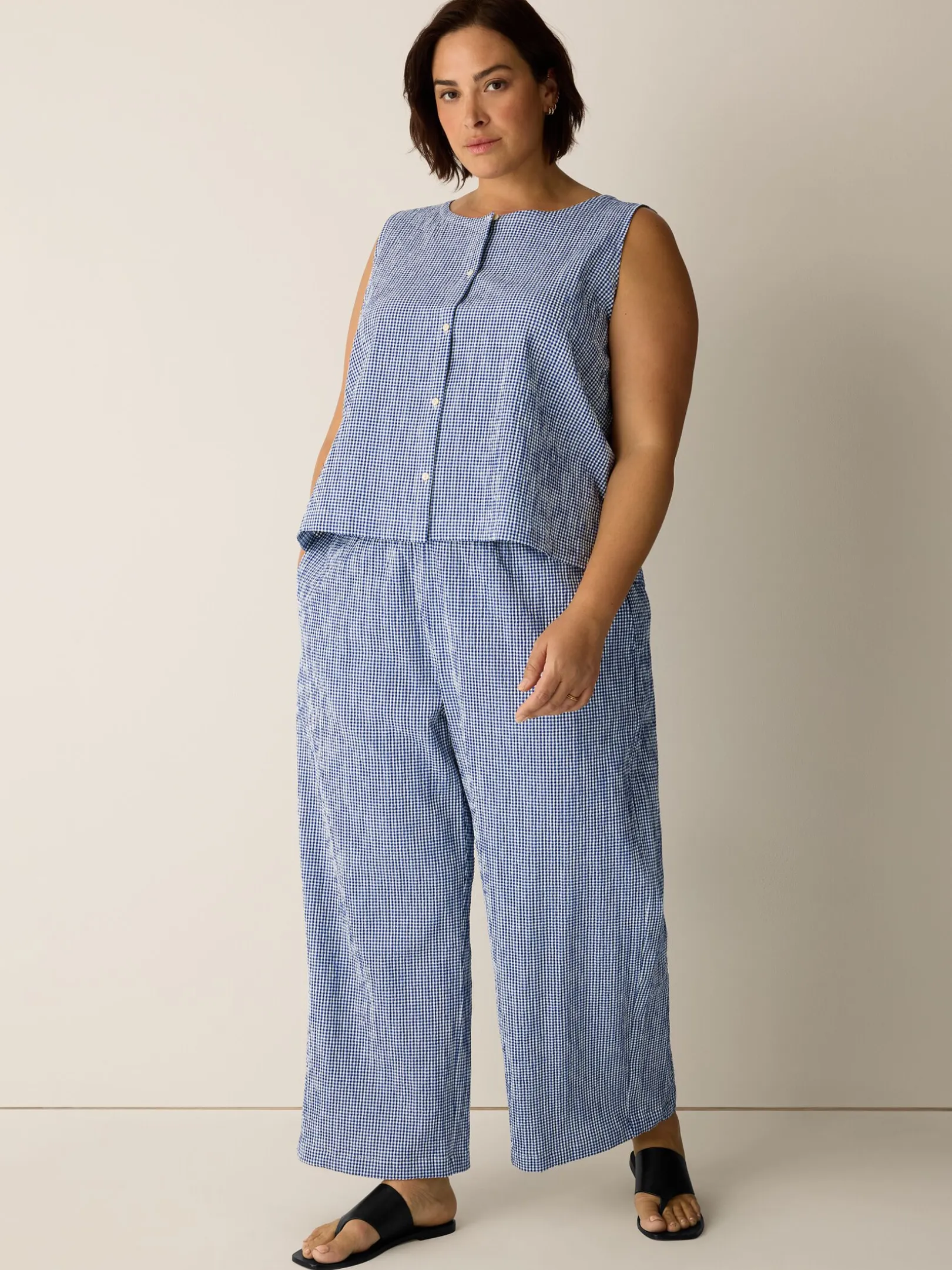 Organic Cotton Pucker Check Vest