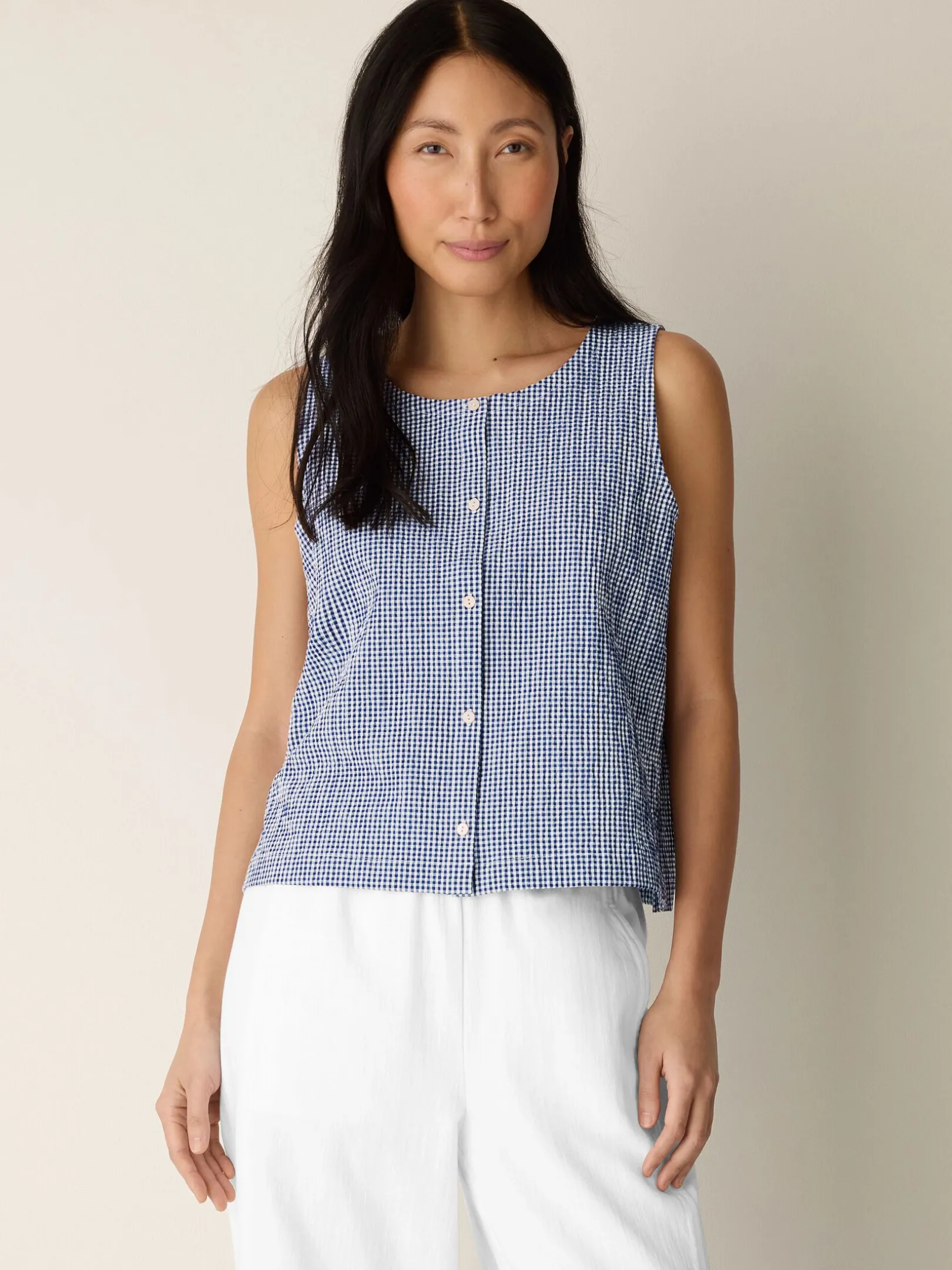 Organic Cotton Pucker Check Vest