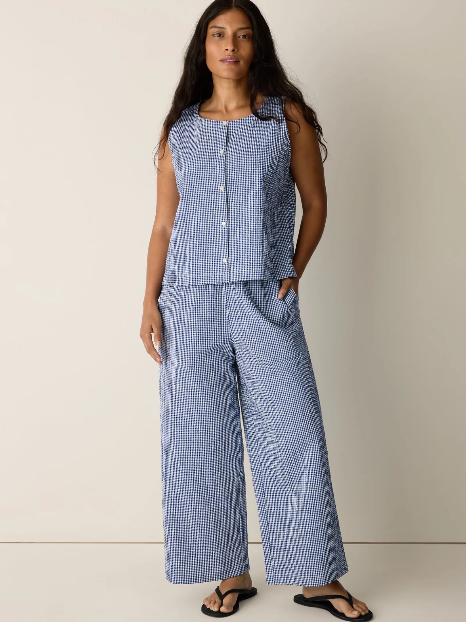 Organic Cotton Pucker Check Vest