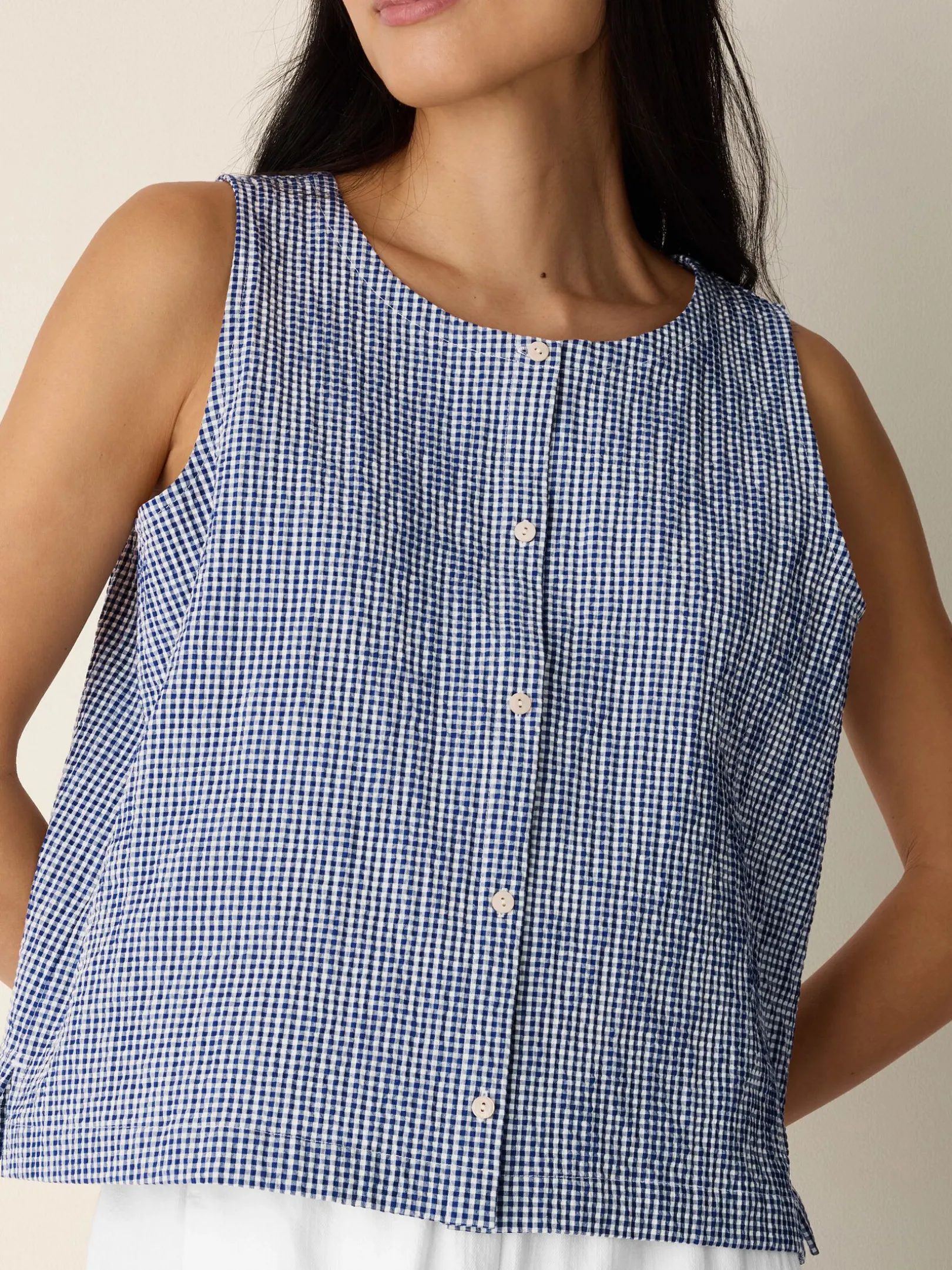 Organic Cotton Pucker Check Vest