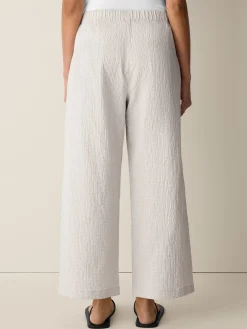 Organic Cotton Pucker Check Wide-Leg Pant
