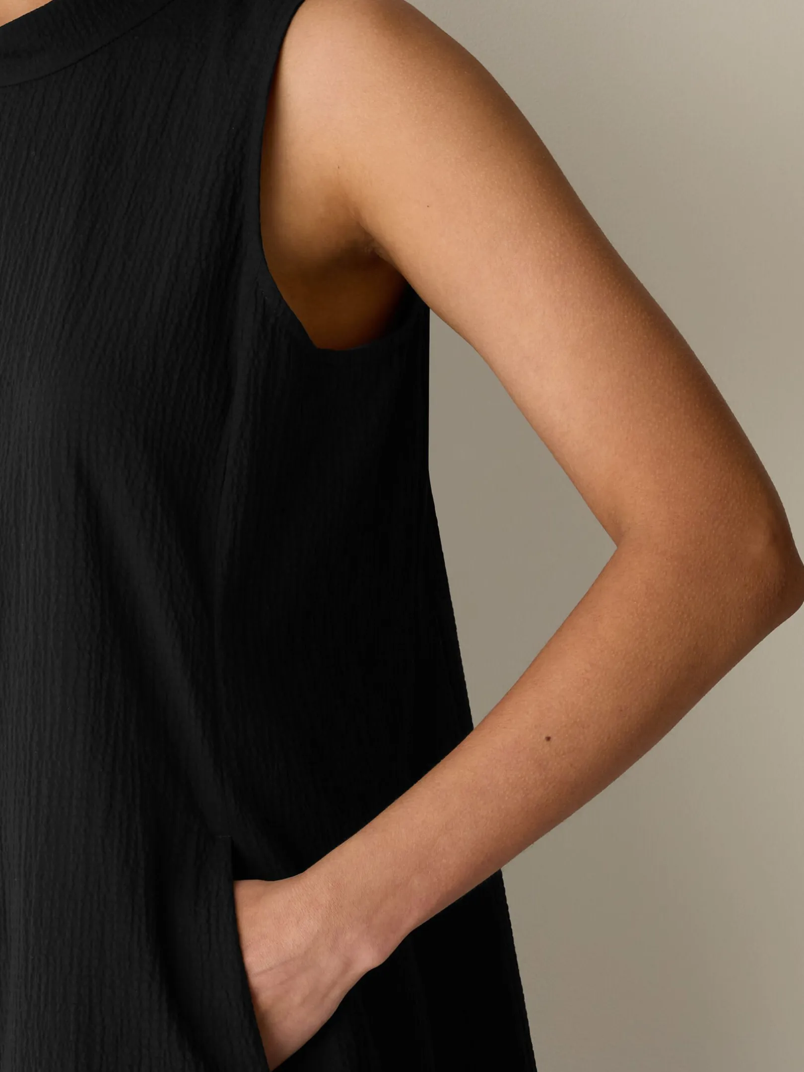 Organic Cotton Pucker Mock Neck Dress